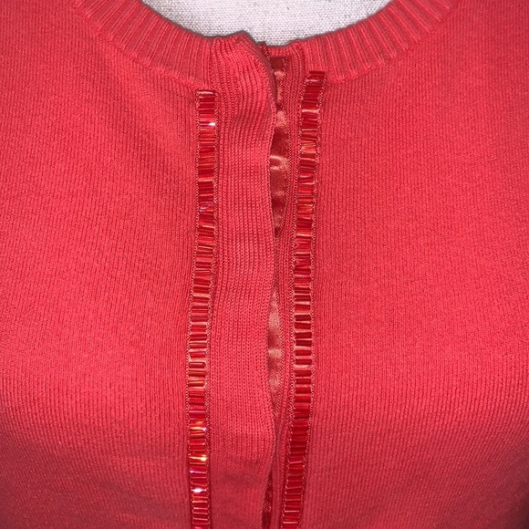 Old Navy perfect fit stretch pink beaded button down cardigan sweater - Picture 2 of 6